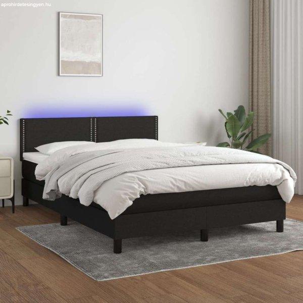 vidaXL fekete szövet rugós és LED-es ágy matraccal 140x190 cm