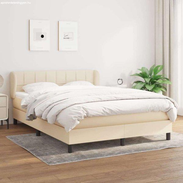 vidaXL krémszínű szövet rugós ágy matraccal 140 x 200 cm