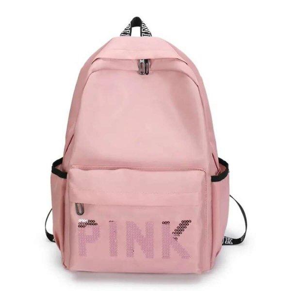 Pink flitteres pink feliratos női hátizsák púderrózsaszín aa-001709