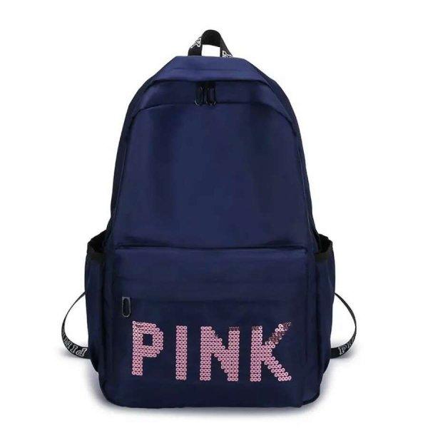 Pink flitteres pink feliratos női hátizsák sötétkék aa-001791