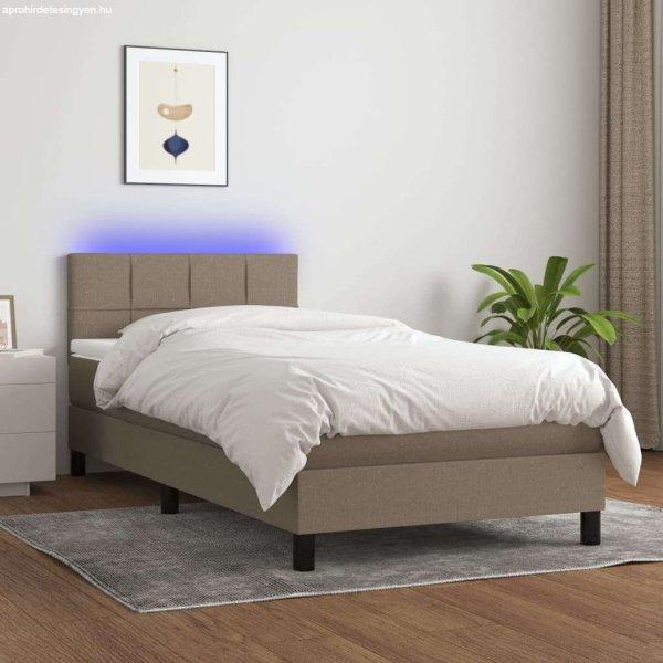 vidaXL tópszínű szövet rugós és LED-es ágy matraccal 90x200 cm