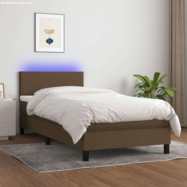 vidaXL barna szövet rugós és LED-es ágy matraccal 80 x 200 cm