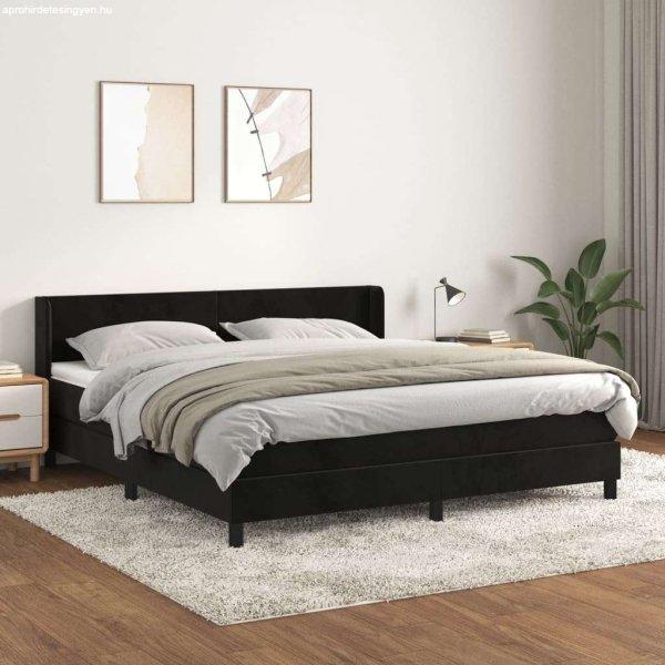 vidaXL fekete bársony rugós ágy matraccal 180x200 cm