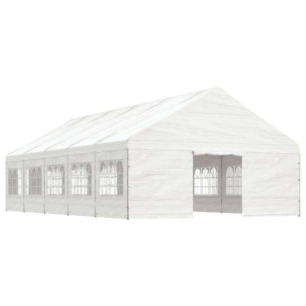 Fehér polietilén pavilon tetővel 11,15 x 5,88 x 3,75 m