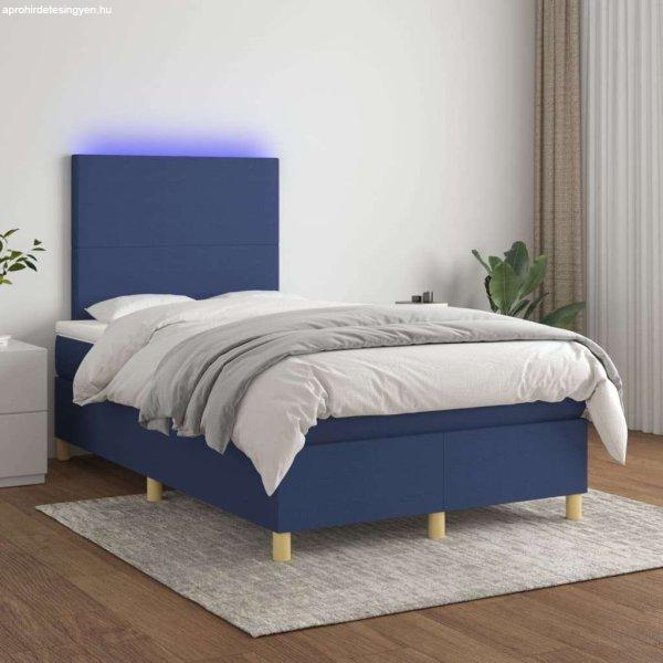 vidaXL kék szövet rugós és LED-es ágy matraccal 120 x 200 cm