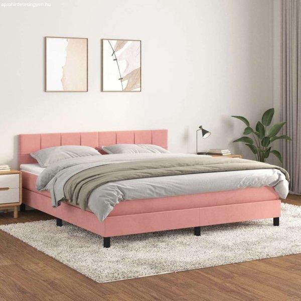 vidaXL rózsaszín bársony rugós ágy matraccal 180x200 cm