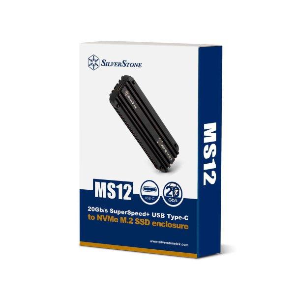SilverStone MS12 USB 3.2 Type-C M.2 SSD Külső SSD ház - Fekete
