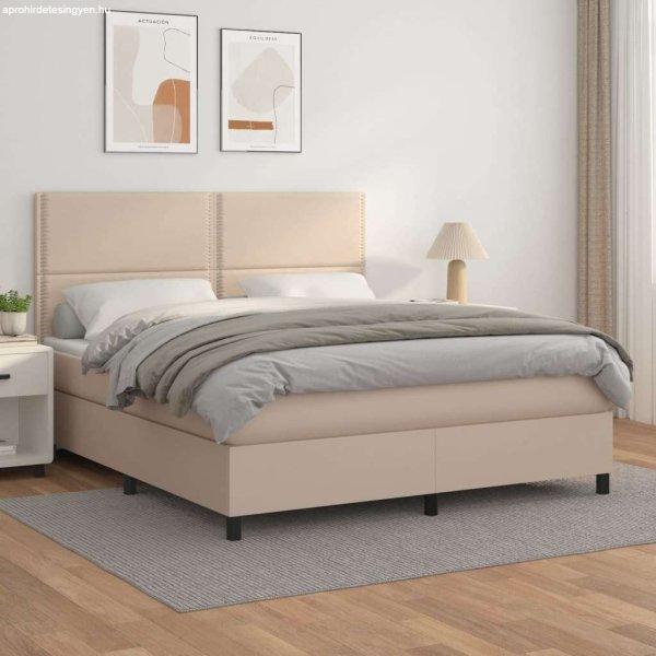 vidaXL cappuccino színű műbőr rugós ágy matraccal 180 x 200 cm