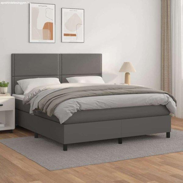 vidaXL szürke műbőr rugós ágy matraccal 180 x 200 cm