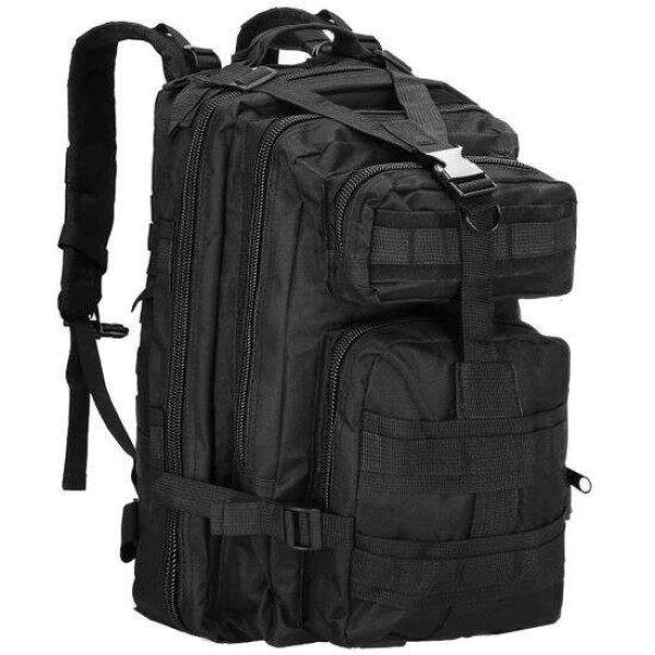 Taktikai hátizsák, 4 rekesz, túlélési modell, álcázás, fekete, 23x24x42
cm, Springos