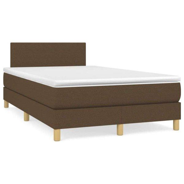 vidaXL barna szövet rugós és LED-es ágy matraccal 120x190 cm