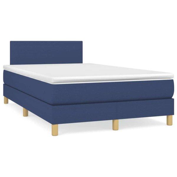 vidaXL kék szövet rugós és LED-es ágy matraccal 120x190 cm