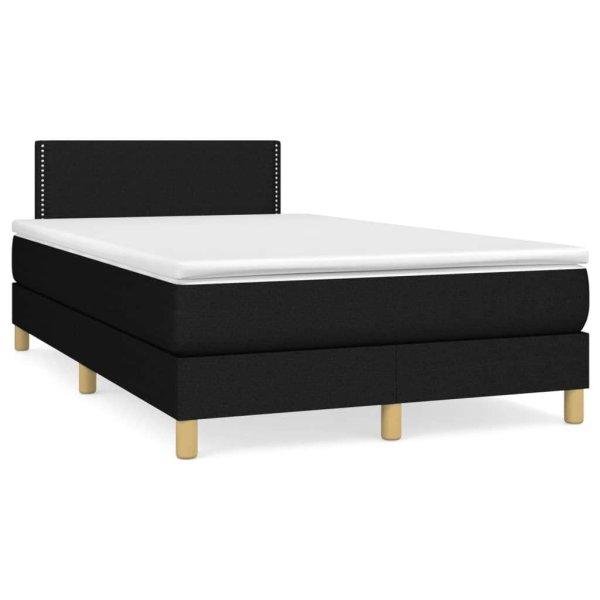 vidaXL fekete szövet rugós és LED-es ágy matraccal 120x190 cm