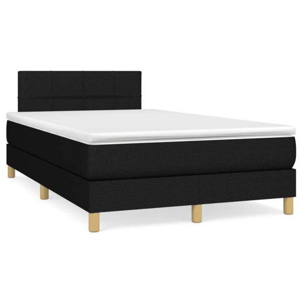 vidaXL fekete szövet rugós és LED-es ágy matraccal 120x190 cm