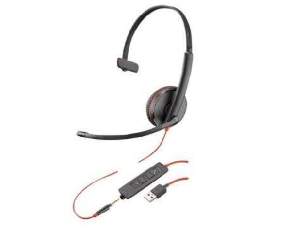 Poly Blackwire C3215 USB-A Mono Headset - Fekete