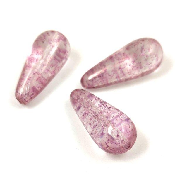 Cseh préselt csepp gyöngy - Crystal Pink Luster - 20x9mm (hosszában fúrt)