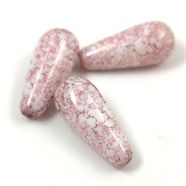 Cseh préselt csepp gyöngy - Alabaster Pink Luster - 20x9mm (hosszában fúrt)