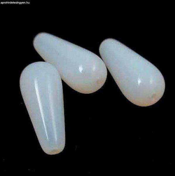 Cseh préselt csepp gyöngy - Opal Alabaster - 20x9mm (hosszában fúrt)