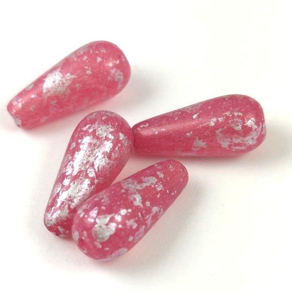 Cseh préselt csepp gyöngy - Crystal Pink Luster Silver Patina - 20x9mm
(hosszában fúrt)