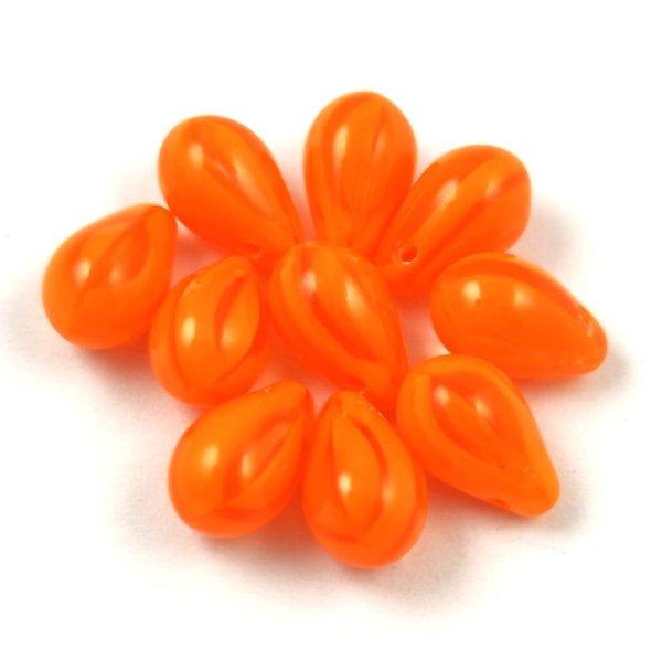 Cseh préselt csepp gyöngy - Crystal Orange - 6x9mm (tetején fúrt)