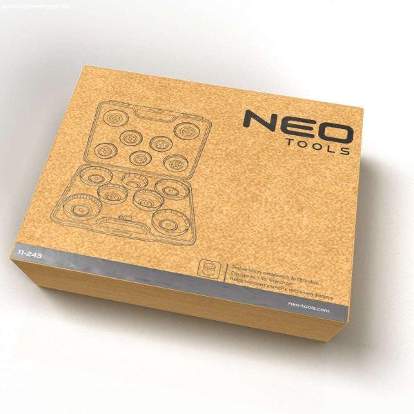 Neo Tools 11-243 olajszűrő kulcs készlet 16db-os, Fekete