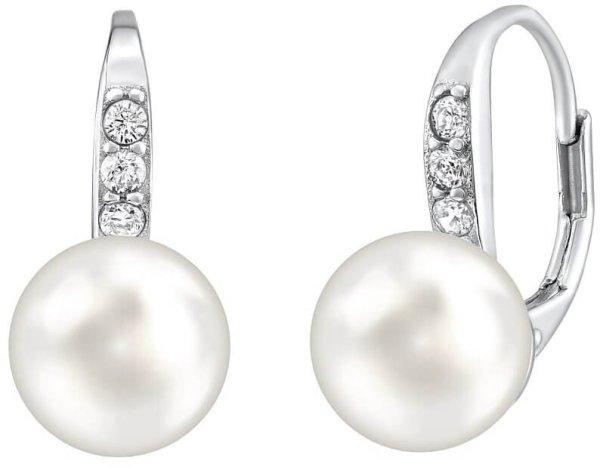 Silvego Gyengéd ezüst fülbevalók valódi fehér
gyönggyel és Swarovski kristályokkal LPSER0639