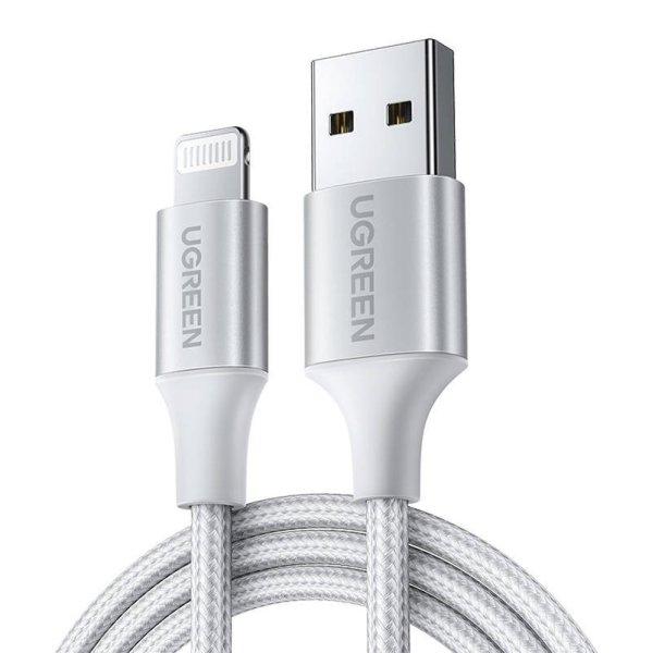 kábel Lightning to USB UGREEN 2.4A US199, 1.5m (silver)
