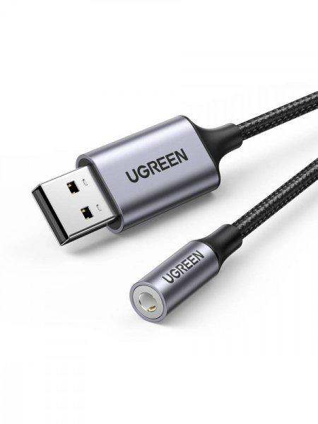 UGREEN CM477 audioadapter, USB-mini Jack 3.5 mm-es AUX (szurke)