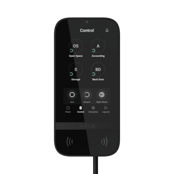 Ajax KEYPAD-TOUCHSCREEN-FIBRA-BLACK Keypad TouchScreen Fibra 5"
érintőképernyős kezelő, vezetékes, kártyaolvasóval, fekete