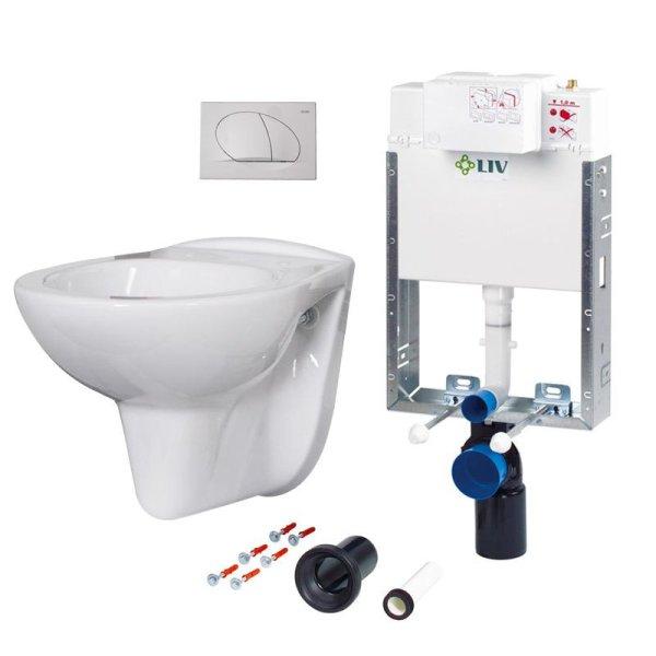 JOG fali WC szett, LIV Mount 9012 szerelőelem + Selenite Eco fehér nyomólap,
Vereg fali WC