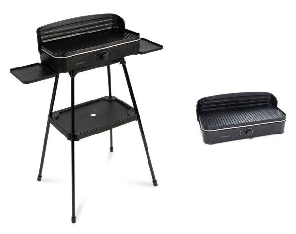 Ambiano ETG-3 asztali / állványos 2 az 1-ben 2200W elektromos grill,
grillsütő, szélfogóval, tároló polccal 50 x 25 cm sütőlappal (SEGS 2200
helyettesítő)