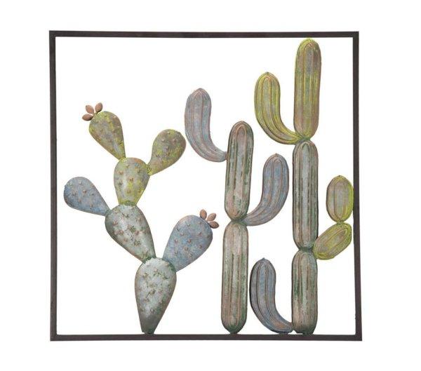 Kaktuszos fali dekoráció, fekete kerettel, zöld - ARIZONA - Butopêa