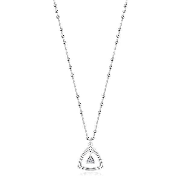 925 ezüst nyaklánc - briliánsok, háromszögek lekerekített vállkkal,
gyöngyök