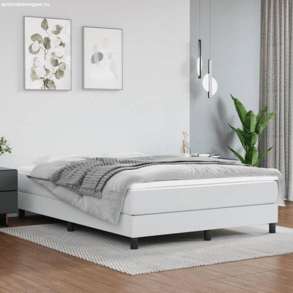 Fehér műbőr rugós ágy matraccal 140x190 cm
