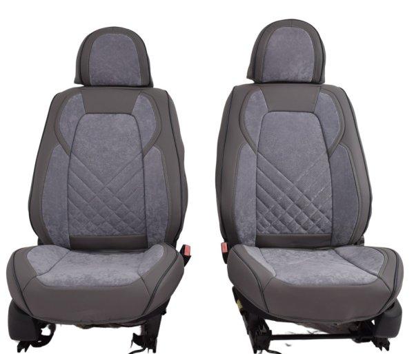 Hyundai Kona Méretezett Üléshuzat -Triton Bőr/Arcantara -Szürke/Szürke- 2
Első Ülésre