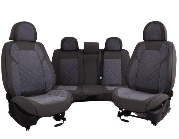 Seat Toledo 2013-Tól Triton Méretezett Üléshuzat Bőr/Arcantara
-Szürke/Szürke- Komplett Garnitúra