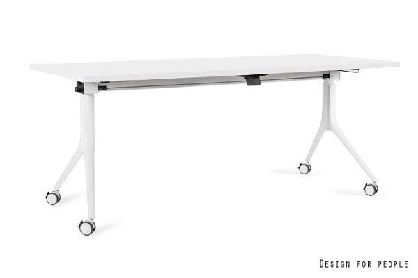 UNIQUE Carl görgős asztal, 180x80 cm, fehér váz, többféle asztallap