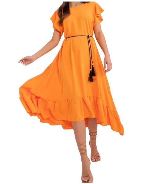 Világos narancssárga bő midi ruha