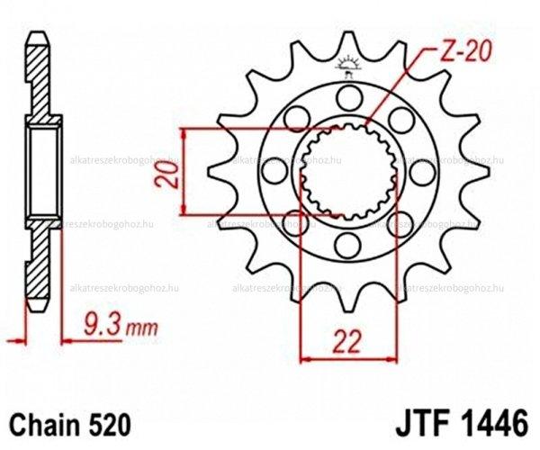 Lánckerék első JTF1446SC 520 14 fogas