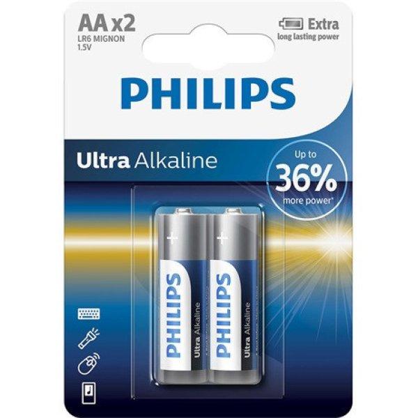 Philips LR6E2B/10 elem ultra alkali aa 2-bliszter