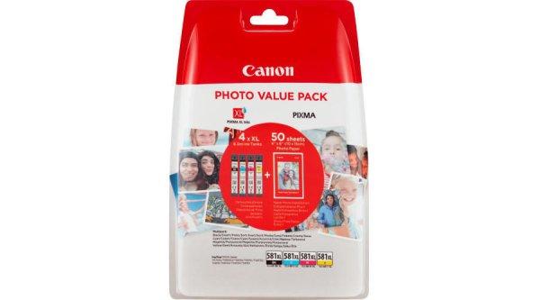 Canon CLI-581XL színes eredeti tintapatron multipack + fotópapír (2052C004)