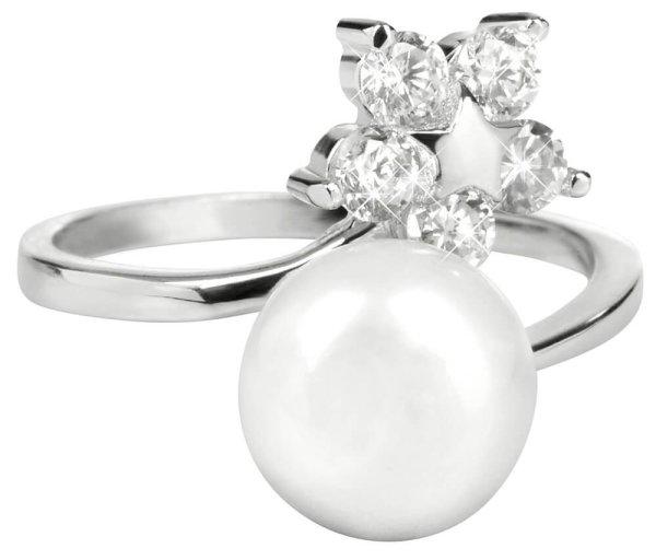 JwL Luxury Pearls Ezüst gyűrű igazgyöngyökkel és
színtiszta kristályokkal JL0322