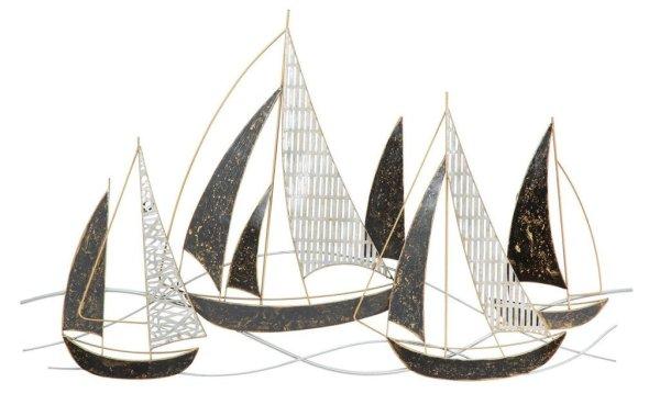 Fali dekoráció, vitorlás hajók, antracit, ezüst - PETIS BATEAUX - Butopêa