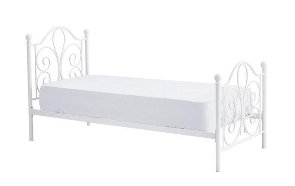 Egyszemélyes ágy, fém kerettel, fehér, 90 cm - CERES - Butopêa