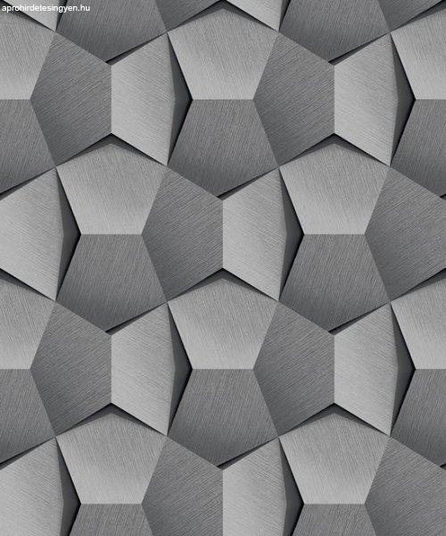 Szürke-ezüst modern 3D geometria mintás tapéta A54601