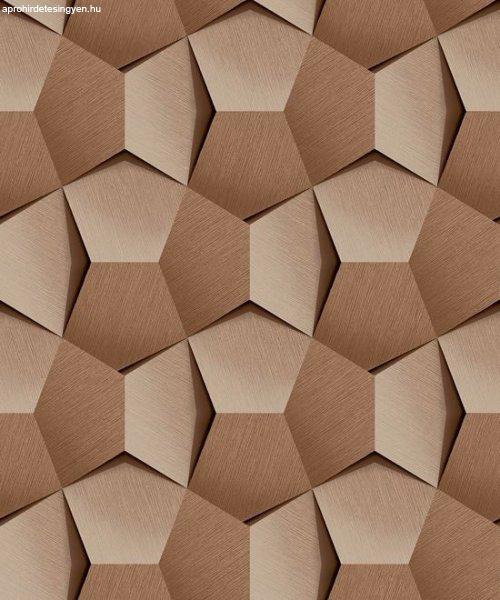 Barna-bézs modern 3D geometria mintás tapéta A54602