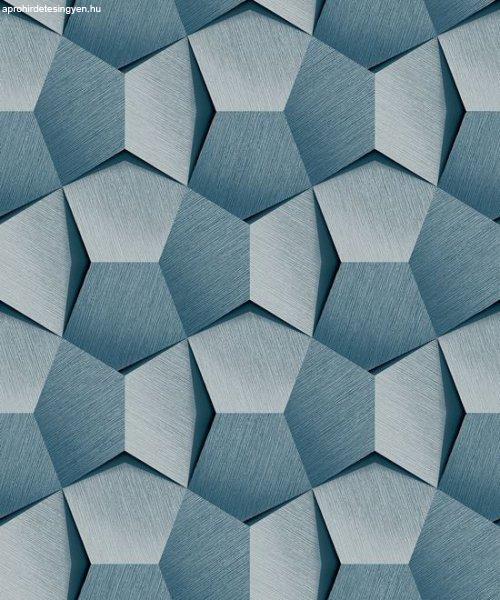 Kék modern 3D geometria mintás tapéta A54603