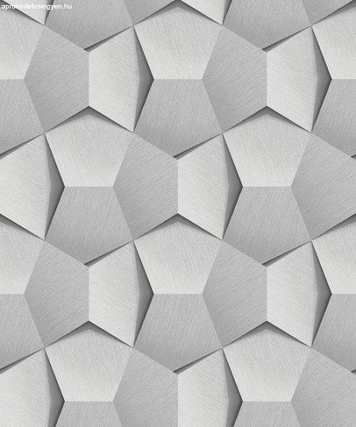 Világosszürke modern 3D geometria mintás tapéta A54604