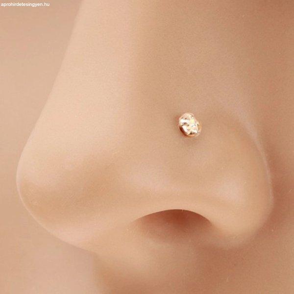 585 arany orr piercing, egyenes szárú - csillogó cirkónia átlátszó
színben, 1,5 mm