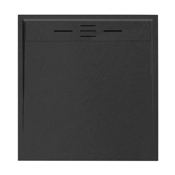 Welland kőhatású zuhanytálca szifonnal 90 x 90 cm - fekete (GT-9090LS)